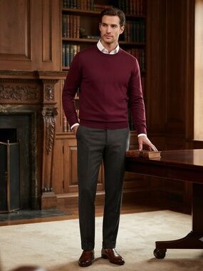 Joseph & Lyman Men's Sweater 100% Extra Fine Merino Wool Size XL Italy Burgundy